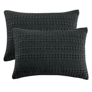 Pacific Home Fashion Black Textured Pillow Shams King size set of two, NWT